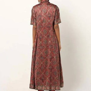 Kaftan/Indian Ethnic Kurta with palazzo pant and Jacket/ Layered Kurta/ Long Dress Set/Palazzo/ Jacket/ Block Print/Modal Silk