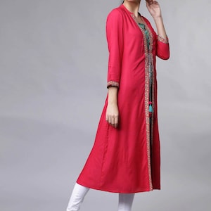 Cotton Layered Kurta /Tunic/Long Dress/Batik Print/Bollywood/Handmade/Tassel/Bohemian/Traditional/India/Summer/Textiles/