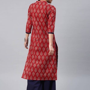 Kurta/Keyhole/ Ethnic cotton kurta and palazzo set /long dress/Tunic/batik print/handmade/ traditional/Summer wear/ Block Print/