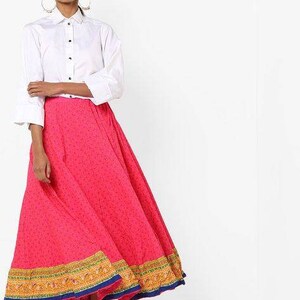 Cotton anarkali Boho skirt/Long skirt/ Dress/Bohemian/ Batik Print/Bollywood/Handmade/Tassel/Bohemian/Traditional/India/Summer/Textiles/