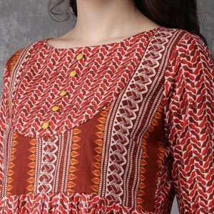 Ethnic Cotton Tunic/ Indian/ South Asian/Kurta/Long Boho Dress/ Long Summer Shirt/Kaftan/Ladies Tunic