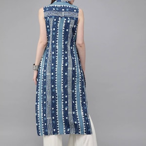 Indigo Kurta/Cotton/Summer Wear/Block Print / Bollywood / Long Tunic/ Summer Wear/ Long Shirt/ Bollywood/Batik/