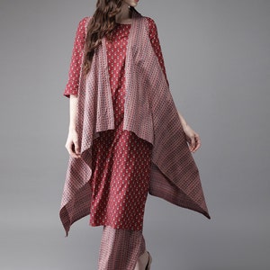 Pure Cotton Women Long Dress/ Ethnic Jacket/ Palazzo Pant/ Summer Wear/ Fusion Wear/ Ethnic Shrug Dress/ India/ Kurta