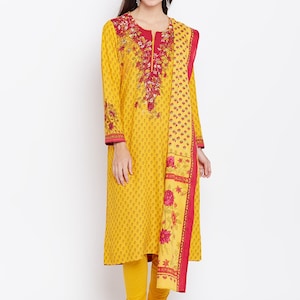 Women Long Tunic/ Ethnic Cotton Kurta and Salwar Set/ Embroidered/ Thread Work/Block Print / Bollywood / Long Tunic/ Summer Wear/ Batik/