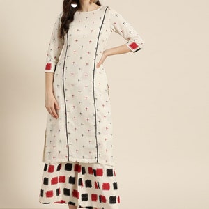 Cotton Kurta with palazzo pant /Tunic/Long Dress/Batik Print/Bollywood/Handmade/Tassel/Bohemian/Traditional/India/Summer/Textiles/