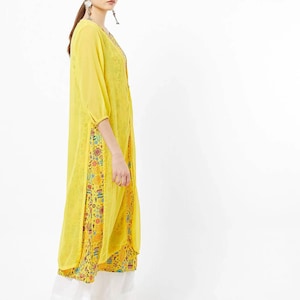 Organic Cotton/ Long Kurta /Tunic/ Hand Woven/ Natural Dyes/ Handloom/ Indian Fashion/ Chikankari/ Embroidered/ Batik Print/ Thread Work/