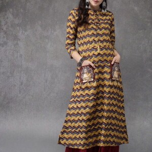 Ethnic Cotton Long Kurta/ Tunic/ Summer Wear Dress/ India/ Vintage /Batik Print/ Dabu Print/