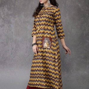 Ethnic Cotton Long Kurta/ Tunic/ Summer Wear Dress/ India/ Vintage /Batik Print/ Dabu Print/