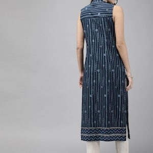 Indigo Kurta/Cotton/Summer Wear/Block Print / Bollywood / Long Tunic/ Summer Wear/ Long Shirt/ Bollywood/Batik/