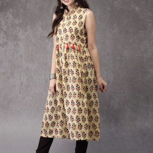 Kurta/ Ethnic Kurta/cotton/ Embroidered/Block Print / Bollywood / Long Tunic/ Summer Wear/ Bollywood/Batik/