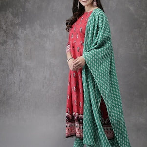 Cotton Kurta With Matching Pant Dupatta /Long Tunic/Dress/Batik/Print/Bollywood/Handmade/Ethnic Bohemian/Traditional/India/Summer/Textiles/