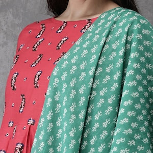 Cotton Kurta With Matching Pant Dupatta /Long Tunic/Dress/Batik/Print/Bollywood/Handmade/Ethnic Bohemian/Traditional/India/Summer/Textiles/