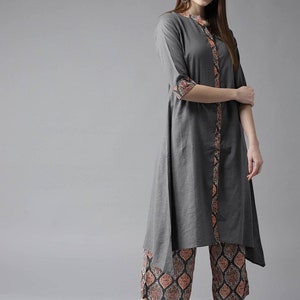 Ethnic Cotton Long Kurta Palazzo Set/ Tunic/ Summer Wear/ Block Print/ Bohemian Style/ India/Bohemian/ Block Print/ India/