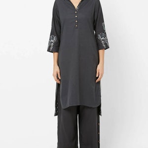 Cotton Kurta with palazzo pant /Tunic/Long Dress/Batik Print/Bollywood/Handmade/Tassel/Bohemian/Traditional/India/Summer/Textiles/