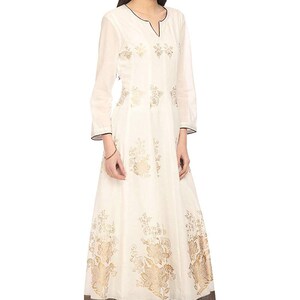 Off-White printed kurta with churidar/Beautiful Gold Motif/ Festive Look/Cotton Anarkali  Kurta/ Tunic/ Bollywood Ethnic/ India/ Boho