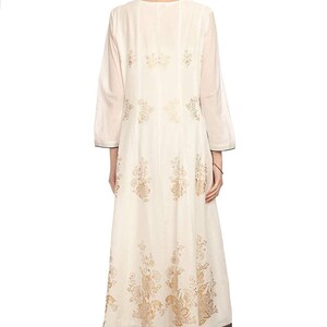 Off-White printed kurta with churidar/Beautiful Gold Motif/ Festive Look/Cotton Anarkali  Kurta/ Tunic/ Bollywood Ethnic/ India/ Boho