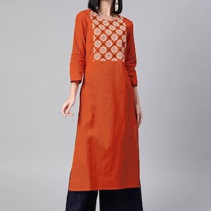 Long Tunic Dress/ Ethnic cotton silk Blend kurta / Embroidered/ Thread Work/Block Print / Bollywood / Long Tunic/ Summer Wear/ Bollywood/