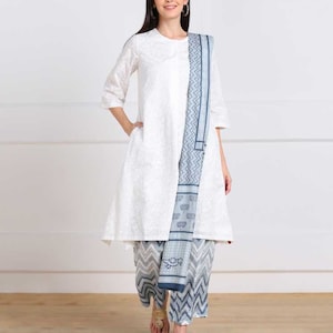 Long Linen Dress/Organic Cotton/Long Tunic/Pocket Shirt Dress/Summer/Kurta with Palazzo/Ethnic.