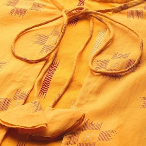 Women Mustard Yellow & Red Pure Cotton Ikat kurta with Palazzos/Tunic/Long Dress/Tassel/Bohemian/Traditional/India/Summer/