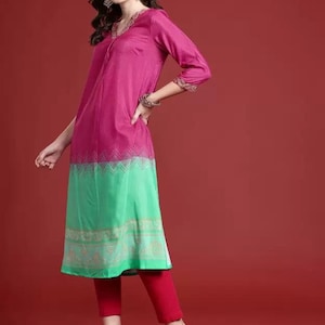 Ethnic handmade cotton silk blend kurta/ batik print/cotton/Tunic/Festive Collection/