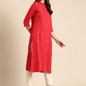 Ethnic Cotton Kurta/ Summer/ Embroidered/ Thread Work/ Mandarin Collar Kurta/Summer