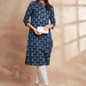 Women Sanganeri Floral Printed Floral Kurta/ Cotton/ India/ Block Print