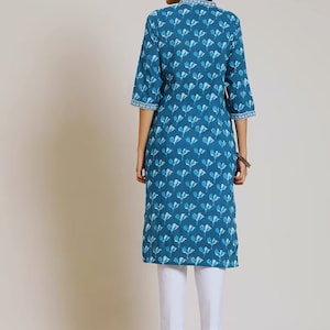 Handmade/Thread Work/Cotton Ethnic Kurta/Long Dress Shirt/Summer Tunic/Batik Madhubani Print/India/Bohemian/ Long Linen Dress Women Dress