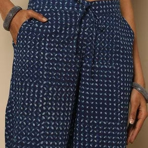 Indigo Cotton Kurta With Palazzo /Tunic/Long Dress/Batik Print/Bollywood/Handmade/Tassel/Bohemian/Traditional/India/Summer/Textiles/