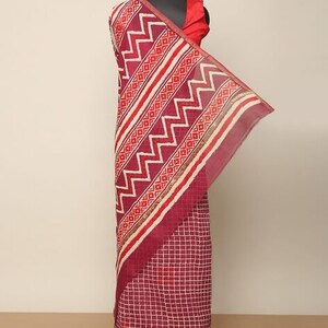 Kutch Hand-Blocked Dabu Print Saree/ Ajrakh/ Pure Cotton/ Chanderi Silk/ India/ Organic/