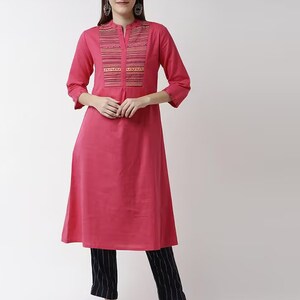 Ethnic Kurta/ Long straight Tunic/ Cotton/ Handmade/ India.