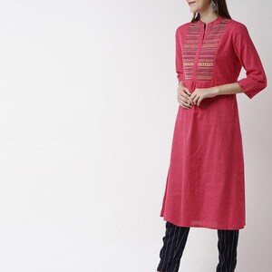 Ethnic Kurta/ Long straight Tunic/ Cotton/ Handmade/ India.