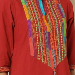 Ethnic cotton/Kutch/Rajasthan/ Thread work Mirror work/ kurta/ dress/ Tunic/ Dabu Print kurta with an ethnic jacket and pants /Embroidered /