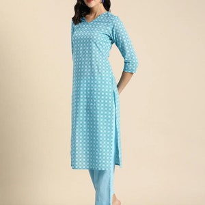 Summer Soft Organic Cotton/Long Tunic/ Kurta with Pant and Dupatta /Ethnic/Tunic/Boho/Batik Print/Dabu Print/Block Print/