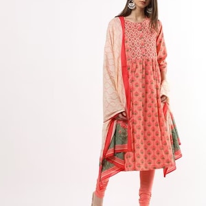 Cotton Kurta Set/Long Dress Linen Dress/Embroidered/Dabu Block Print/ Handloom/