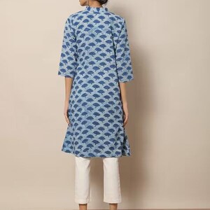 Indigo Hand Block Print Straight Sustainable Kurta with Pockets/ Organic Cotton/ Dabu Print