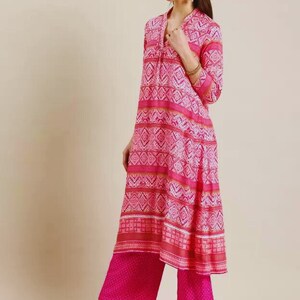 Women Ethnic Motifs Printed Kurta & Palazzos/ Block Print/ Cotton/ Summer/