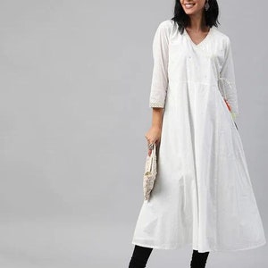 Cotton Kurta Set/Long Dress Linen Dress/Embroidered/Dabu Block Print/ Handloom/