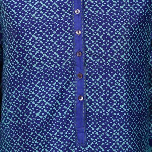 Cotton Linen Ethnic Kurti/ Block Print/Dabu Print Long Linen Dress/ Kurta/ Cotton Silk/ Organic/ Indigo/