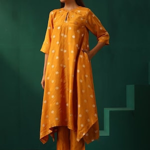 Salwar Kameez/Pakistani Dress/ Modal Silk/Floral Woven Design Anarkali Kurta with Trousers/Long Ethnic Dress/ Kurti/ Silk/