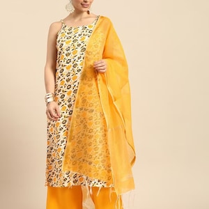 Summer Cotton Kurta Set with Dupatta and Pant / India/ Handcrafted/India