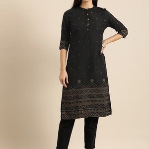 Ethnic Cotton Kurta/ Summer/ Embroidered/ Thread Work/ Mandarin Collar Kurta/Summer