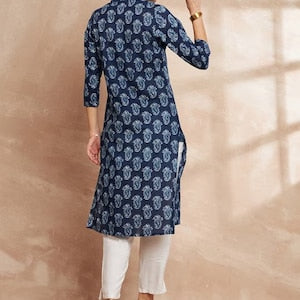 Women Sanganeri Floral Printed Floral Kurta/ Cotton/ India/ Block Print