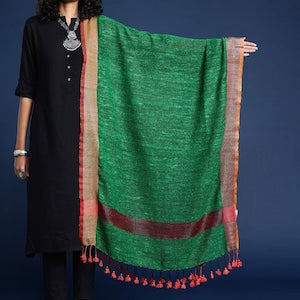 Handloom stoles/ shawl with natural dyes/Woven Embroidered from Kullu Himachal Pradesh/ India/ Ethnic/Zari Border/