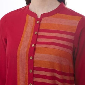 Ethnic  Ikat Kurta/ Cotton Kurta/ Long Lien Dress/ Summer Tunic/ Organic Cotton/ Handmade/ Shirtdress/