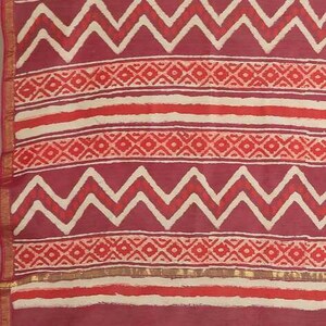 Kutch Hand-Blocked Dabu Print Saree/ Ajrakh/ Pure Cotton/ Chanderi Silk/ India/ Organic/