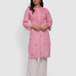 Kurta Palazzo Set/ Indian Wear Kurta Set/Cotton Linen Dress/Chinese Collar/ Dabu Print