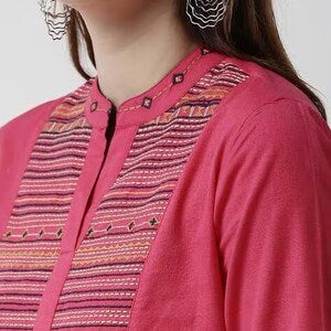 Ethnic Kurta/ Long straight Tunic/ Cotton/ Handmade/ India.