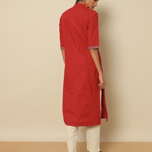 Ethnic Mirror Work Kurta/ Long straight Tunic/ Thread Work/Cotton/ Handmade/