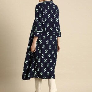 Cotton Ethnic Long Dress/ Shirt Dress/ Kurti/ Hand Block/ Batik Print/ Floral Print/