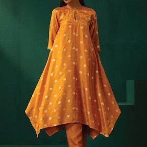 Salwar Kameez/Pakistani Dress/ Modal Silk/Floral Woven Design Anarkali Kurta with Trousers/Long Ethnic Dress/ Kurti/ Silk/